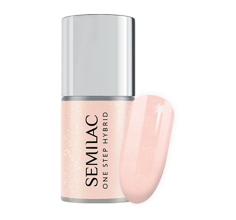 Semilac One Step Hybrid Hybridlack Uv S Naked Glitter Peach Ml S