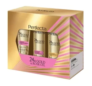 Perfecta 24k Gold & Rose Oil Gesichtspflegeset Peeling + Make-up-Entfernungsmilch + Tonikum