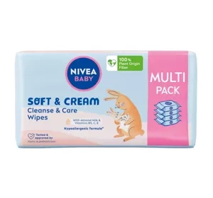 NIVEA BABY Soft&Cream biologisch abbaubare Feuchttücher Mehrfachpackung 4x57 Stück