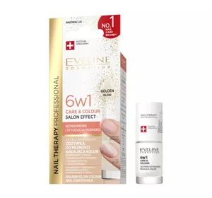 EVELINE NAIL THERAPY 6W1 CARE AND COLOUR NAGELPFLEGE MIT FARBE GOLDEN GLOW 5ML