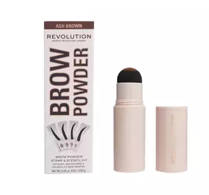 MAKEUP REVOLUTION BROW POWDER AUGENBRAUENSET STEMPEL + SCHABLONEN ASH BROWN