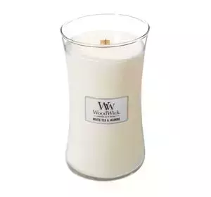 WOODWICK LARGE JAR CANDLE DUFTKERZE WHITE TEA AND JASMINE 610G