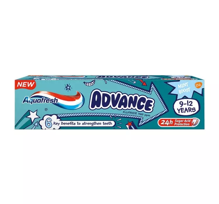 Aquafresh Advance Zahnpasta Fur Kinder 9 12 Jahre Mint Boost 75 Ml Advance 9 12 Mint Boost Ezebra De Internetdrogerie Onlinedrogerie Shop Billige Kosmetika