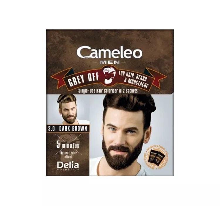 Delia Cameleo Men Grey Off For Hair Beard Moustache 3 0 Dark Brown 2x15ml