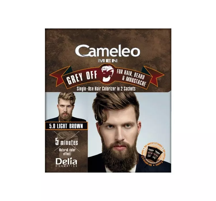 Delia Cameleo Men Grey Off For Hair Beard Moustache 5 0 Light Brown 2x15ml
