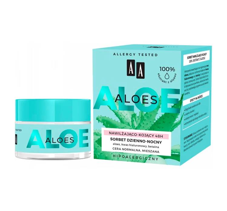 AA ALOES FEUCHTIGKEITSSPENDENDES UND BERUHIGENDES SORBET FÜR TAG UND NACHT 50ML