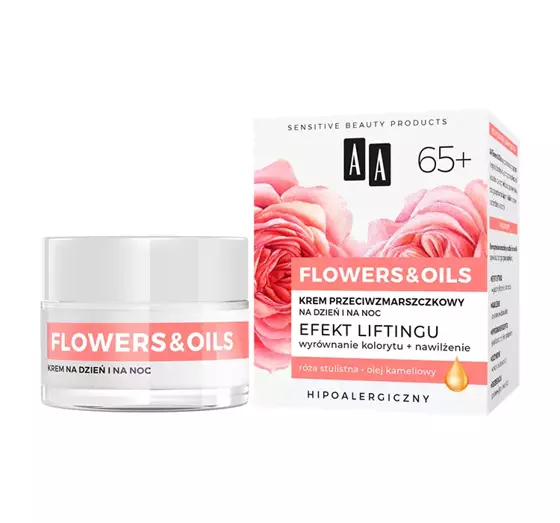 AA FLOWERS & OIL EFEKT LIFTING-EFFEKT ANTI FALTEN GESICHTSCREME TAG UND NACHT 65+ 50ML