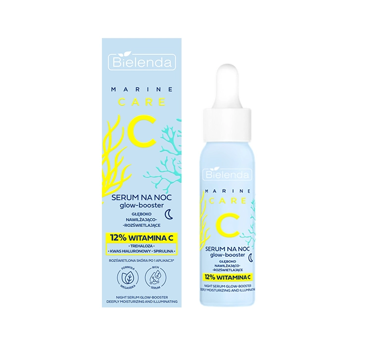 BIELENDA C MARINE CARE TIEF FEUCHTIGKEITSSPENDEND-AUFHELLENDES SERUM GLOW-BOOSTER FÜR NACHT 30ML