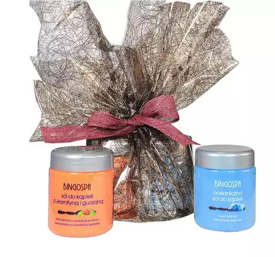 BINGOSPA GESCHENKSET FÜRS BAD SALZ MIT L-CARNITIN UND GUARANA + SALZ BLUE OCEAN