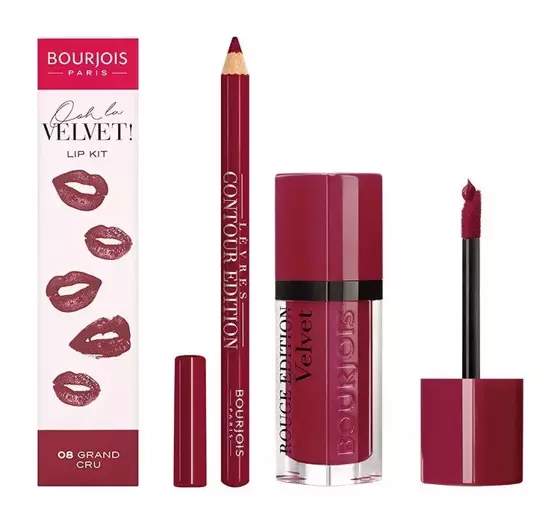 BOURJOIS OOH LA VELVET LIP KIT LIPPENSTIFT + KONTURENSTIFT 08 GRAND CRU