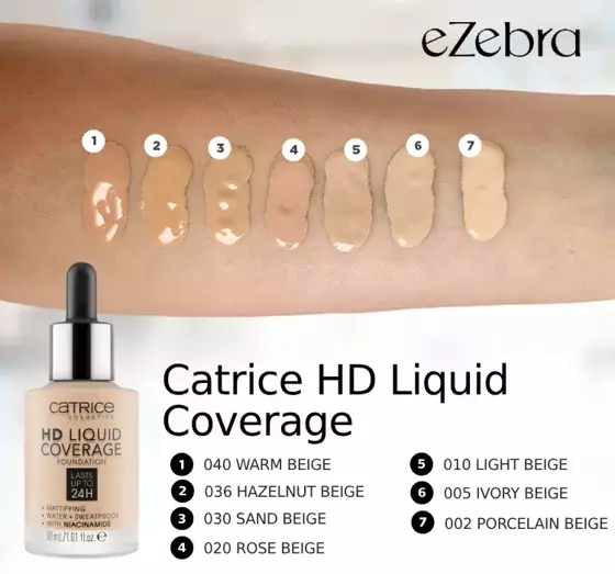 CATRICE HD LIQUID COVERAGE FOUNDATION 005 IVORY BEIGE 30 ML