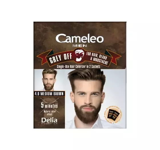 DELIA CAMELEO MEN GREY OFF FOR HAIR BEARD & MOUSTACHE 4.0 MEDIUM BROWN 2x15ML