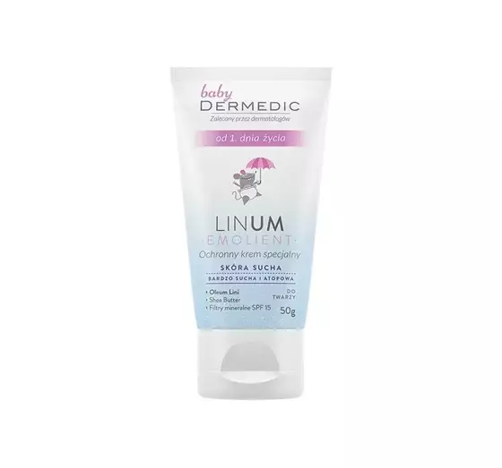 DERMEDIC BABY LINUM EMOLLIENT SCHÜTZENDE SPEZIALCREME FÜRS GESICHT SPF15 50ML