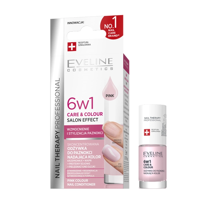 EVELINE NAIL THERAPY 6IN1 CARE AND COLOUR SALON EFFECT NAGELPFLEGE MIT FARBE PINK 5ML