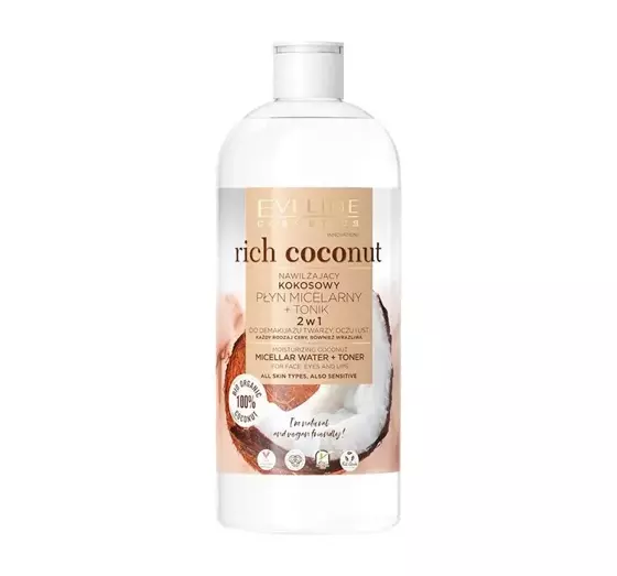 EVELINE RICH COCONUT FEUCHTIGKEITSSPENDENDES KOKOS-MIZELLENWASSER UND TONIKUM 500ML