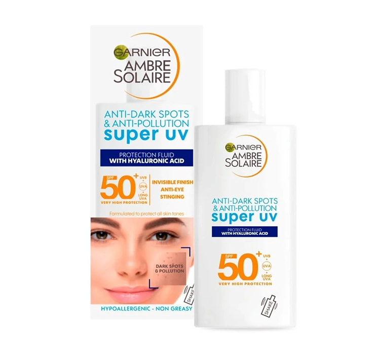 GARNIER AMBRE SOLAIRE ANTI-DARK SPOTS SUPER UV GESICHTSFLUID GEGEN HAUTVERFÄRBUNGEN SPF50+ 40ML