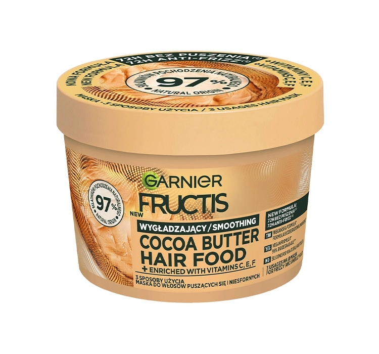 GARNIER FRUCTIS HAIR FOOD COCOA BUTTER  GLÄTTENDE MASKE FÜR WIDERSPENSTIGES HAAR 400ML