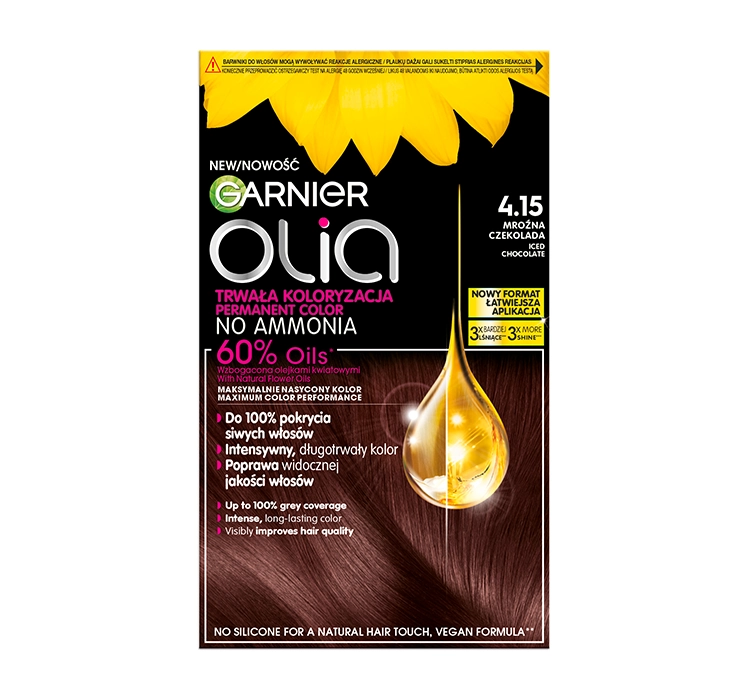 GARNIER OLIA PERMANENTE HAARFARBE OHNE AMMONIAK 4.15 FROSTIGE SCHOKOLADE