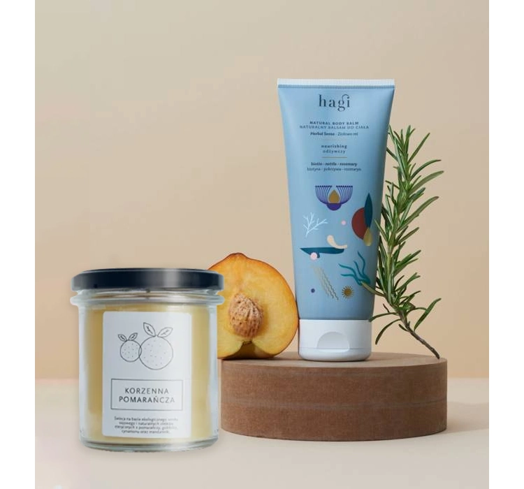 HAGI SET KÖRPERLOTION HEBRAL SENSE + DUFTKERZE SPICY ORANGE