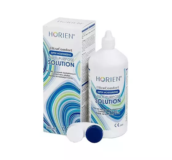 HORIEN ULTRA COMFORT REINIGUNGSFLÜSSIGKEIT FÜR KONTAKTLINSEN 500ML + BEHÄLTER