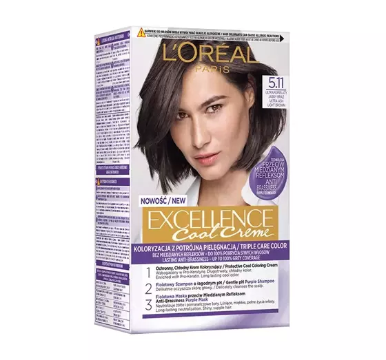 LOREAL EXCELLENCE COOL CREME HAARFARBE 5.11 ULTRA-ASCHE HELLBRAUN