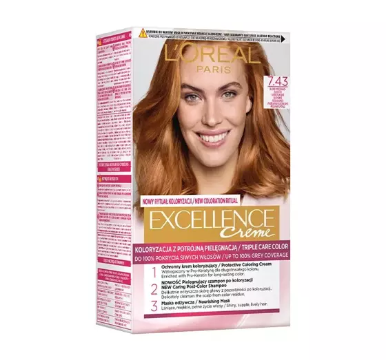 LOREAL EXCELLENCE CREME HAARFARBE 7.43 COPPER BLONDE