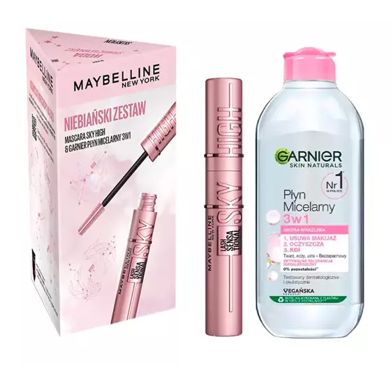 MAYBELLINE NIEBIAŃSKI GESCHENKSET FÜR FRAUEN WIMPERNTUSCHE + MIZELLENWASSER 