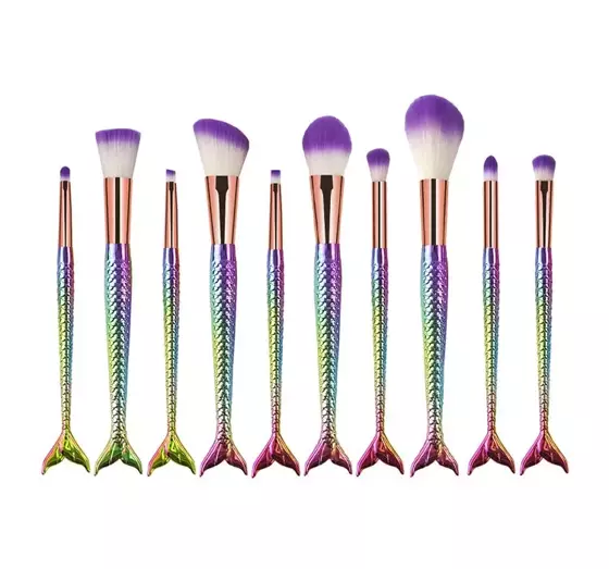 MERMAID BRUSH SET  MAKE-UP-PINSELSET 10 STÜCK MEERJUNGFRAU