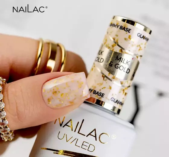 NAILAC GLAMMY BASE KAUTSCHUKBASIS MILK & GOLD 7ML