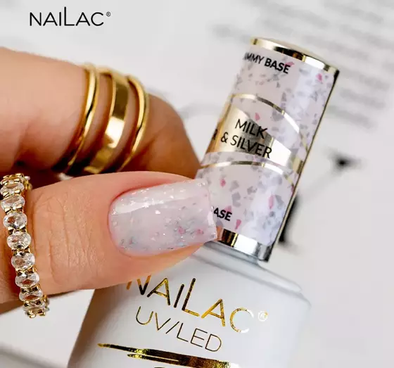 NAILAC GLAMMY BASE KAUTSCHUKBASIS MILK & SILVER 7ML