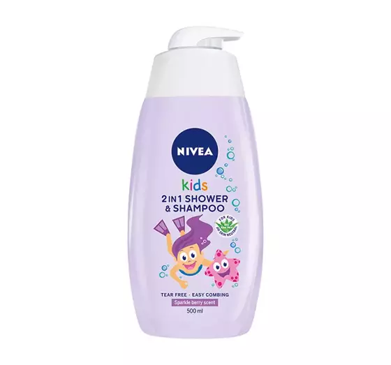 NIVEA KIDS 2 IN 1 SHOWER & SZAMPOO DUSCHGEL UND SHAMPOO SPARCLE BERRY SCENT 