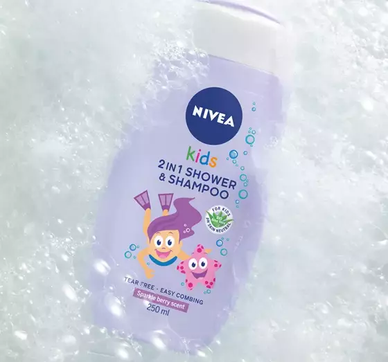 NIVEA KIDS 2 IN 1 SHOWER & SZAMPOO DUSCHGEL UND SHAMPOO SPARCLE BERRY SCENT 