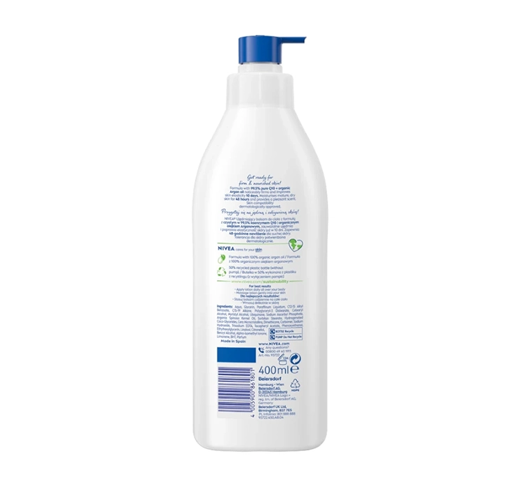 NIVEA Q10 PLUS ARGAN OIL STRAFFENDE KÖRPERLOTION FÜR TROCKENE UND SEHR TROCKENE HAUT 400ML