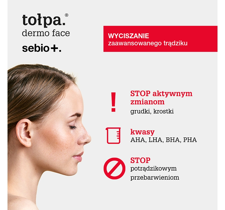 TOŁPA DERMO FACE SEBIO+ GESICHTSREINIGUNGSSCHAUM 2 SÄUREN AHA + LHA 150ML