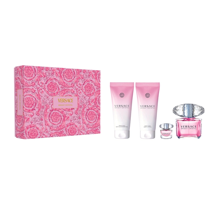 VERSACE BRIGHT CRYSTAL EDT SPRAY 90ML + 5ML + SG 100ML + BL 100ML SET