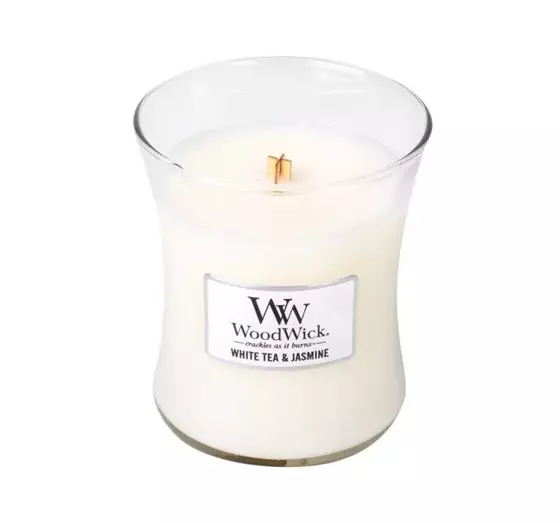 WOODWICK MEDIUM JAR CANDLE DUFTKERZE WHITE TEA & JASMINE 275G