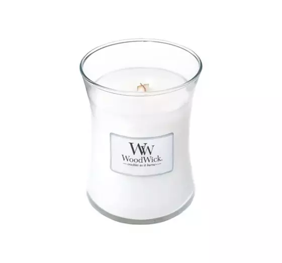 WOODWICK SMALL JAR CANDLE DUFTKERZE WHITE TEAK 85G