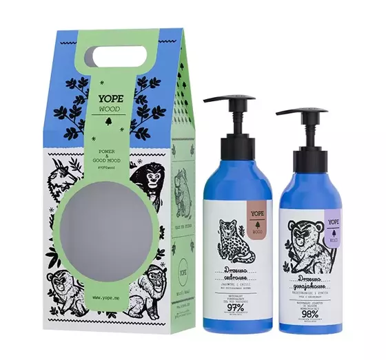 YOPE WOOD GESCHENKSET DUSCHGEL ZEDERNHOLZ + SHAMPOO GUAJAKAHOLZ