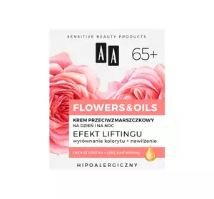 AA FLOWERS & OIL EFEKT LIFTING-EFFEKT ANTI FALTEN GESICHTSCREME TAG UND NACHT 65+ 50ML