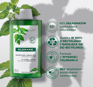 KLORANE SEBOREGULIERENDES SHAMPOO MIT BIO-BRENNNESSEL FÜR FETTIGES HAAR 400ML