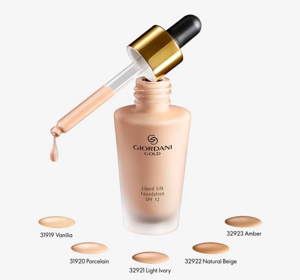 ORIFLAME GIORDANI GOLD LIQUID SILK FOUNDATION SPF12 PORCELAIN 30ML