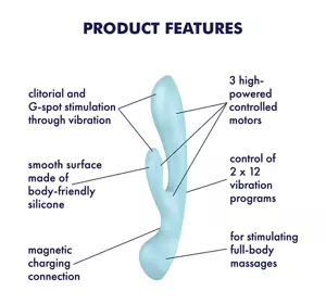 SATISFYER TRIPLE OH MULTIFUNKTIONALER VIBRATOR FÜT PAARE LIGHT BLUE