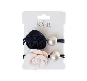 eCarla – Set mit dekorativen Haargummis mit Perle und Rose GUM164