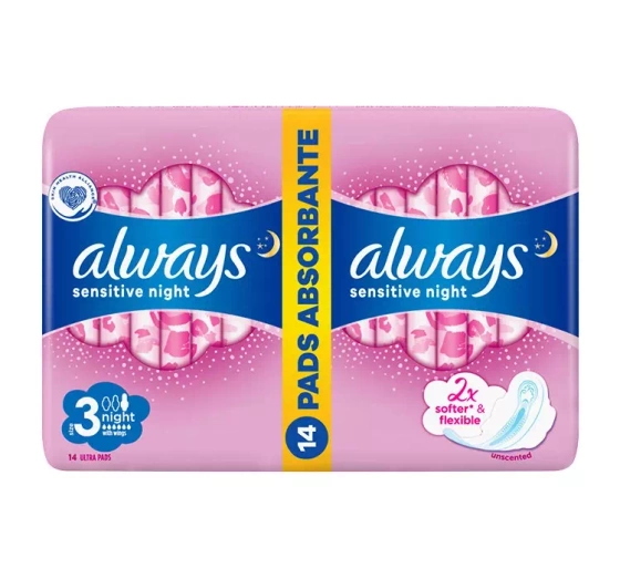 ALWAYS SENSITIVE DAMENBINDEN MIT FLÜGELN 3 NIGHT 14 STÜCK