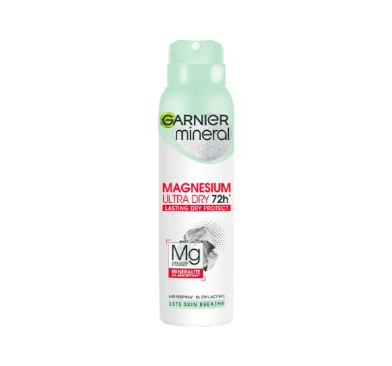 Kliknij na zdjęcie, aby je powiększyć GARNIER MINERAL MAGNESIUM ULTRA DRY 72H ANTITRANSPIRANT SPRAY FÜR FRAUEN 150ML