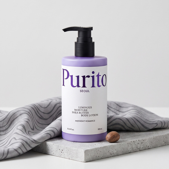 Kliknij na zdjęcie, aby je powiększyć Purito Luminous Moisture Shea Butter Body Lotion – feuchtigkeitsspendende Körperlotion Midnight Romance 300 ml