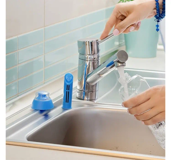 Dafi Soft 2 x Aktivkohlefilter + Verschlusskappe für Wasserflasche Blau