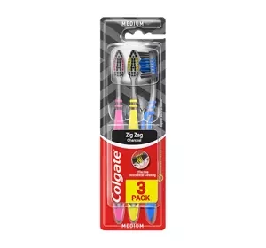 Colgate Zig Zag Charcoal Zahnbürste, Medium, 3 Stück