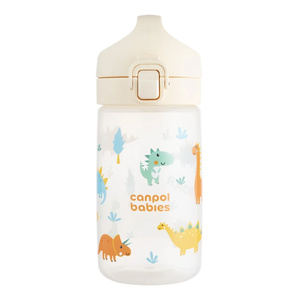 Canpol Babies Water Bottle Junior – Trinkflasche für Kinder ab 2,5 Jahren, cremefarben, 400 ml
