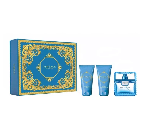 Versace Man Eau Fraîche Eau de Toilette Spray 50 ml + Aftershave-Balsam 50 ml + Duschgel 50 ml